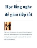 Học lắng nghe để giao tiếp tốt