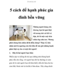 5 cách để hạnh phúc gia đình bền vững