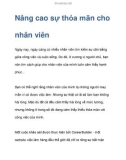 Nâng cao sự thỏa mãn cho nhân viên