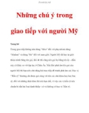 Những chú ý trong giao tiếp với người Mỹ