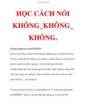 HỌC CÁCH NÓI KHÔNG_KHÔNG_ KHÔNG