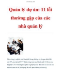 Quản lý dự án: 11 lỗi thường gặp của các nhà quản lý