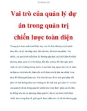 Vai trò của quản lý dự án trong quản trị chiến lược toàn diện