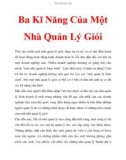 Ba Kĩ Năng Của Một Nhà Quản Lý Giỏi