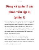 Dùng và quản lý các nhân viên lập dị (phần 1)