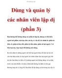 Dùng và quản lý các nhân viên lập dị (phần 3)