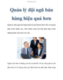 Quản lý đội ngũ bán hàng hiệu quả hơn