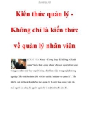 Kiến thức quản lý Không chỉ là kiến thức về quản lý nhân viên