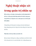 Nghệ thuật nhận xét trong quản trị nhân sự