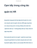 Các cạm bẫy trong công tác quản trị HR