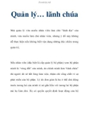 Quản lý… lãnh chúa