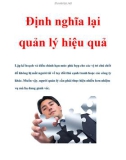 Định nghĩa lại quản lý hiệu quả