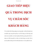 GIAO TIẾP HIỆU QUẢ TRONG DỊCH VỤ CHĂM SÓC KHÁCH HÀNG