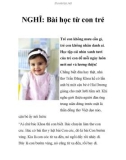 NGHĨ: Bài học từ con trẻ