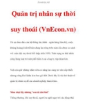 Quản trị nhân sự thời suy thoái