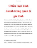 Chiến lược kinh doanh trong quản lý gia đình