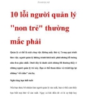 10 lỗi người quản lý non trẻ thường mắc phải