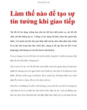 Làm thế nào để tạo sự tin tưởng khi giao tiếp