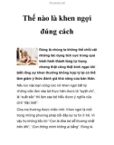 Thế nào là khen ngợi đúng cách