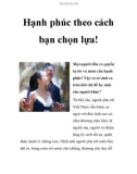 Hạnh phúc theo cách bạn chọn lựa!