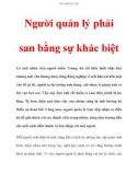 Người quản lý phải san bằng sự khác biệt