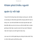 Khám phá về 8 kiểu người quản lý nổi bật