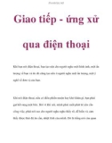 Giao tiếp - ứng xử qua điện thoại