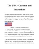 The USA - Customs and Institutions