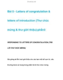 Bài số 5 - Letters of congratulation & letters of introduction-phần 2