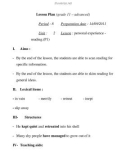 Lesson Plan (grade 11 – advanced) Period : 8