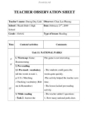 TEACHER OBSERVATION SHEET