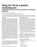 Using the 7Ps as a generic marketing mix: an exploratory survey of UK and European marketing academics