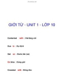 GIỚI TỪ - UNIT 1 - LỚP 10