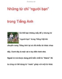 Những từ chỉ 'người bạn' trong Tiếng Anh