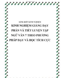 SKKN: Kinh nghiệm giảng dạy phần và tiết luyện tập Ngữ văn 7 theo phương pháp dạy và học tích cực