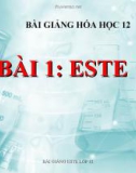 Bài giảng Hóa học 12 bài 1: Este