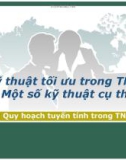 Bài giảng Kỹ thuật tối ưu trong TNN - Một số kỹ thuật cụ thể: Quy hoạch tuyến tính trong TNN