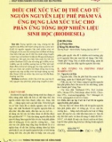 Điều chế xúc tác dị thể cao từ nguồn nguyên liệu phế phẩm và ứng dụng làm xúc tác cho phản ứng tổng hợp nhiên liệu sinh học (Biodiesel)