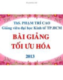 Bài giảng Tối ưu hóa: Chương 1 - ThS. Phạm Trí Cao