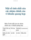 Một số tính chất của các nhóm chính của vi khuẩn quang hợp