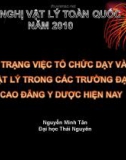 Thực trạng việc tổ chức dạy và học môn Vật Lý trong các trường Đại học, cao đẳng Y được hiện nay