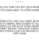 ĐỀ TÀI: NGHIÊN CỨU CHẾ TẠO THIẾT BỊ PHÂN LOẠI TỰ ĐỘNG ĐIỀU KHIỂN TỪ XA VÀ NGHIÊN CỨU ĐỀ SUẤT CÔNG NGHỆ XỬ LÝ TRIỆT ĐỂ RÁC