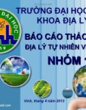 BÁO CÁO THẢO LUẬN ĐỊA LÝ TỰ NHIÊN VIỆT NAM