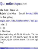 Bài giảng Toán C1: Chương giới thiệu - ThS. Huỳnh Văn Kha