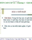 TOÁN CAO CẤP A1 : Chương 1: Giới thiệu tổng quan