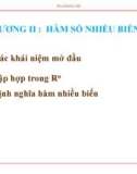 Bài giảng Giải tích 1 - Chương 2: Hàm số nhiều biến (Phần 1)