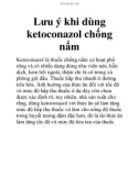 Lưu ý khi dùng ketoconazol chống nấm