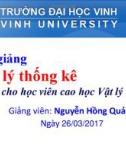 Bài giảng Vật lý thống kê: Chương 6 - Nguyễn Hồng Quảng