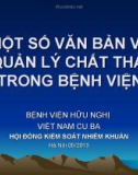 Bài giảng Một số văn bản về quản lý chất thải trong bệnh viện