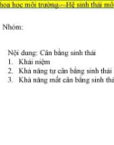 Bài giảng Cơ sở khoa học môi trường: Hệ sinh thái môi trường - Nguyễn Thanh Bình (P16)